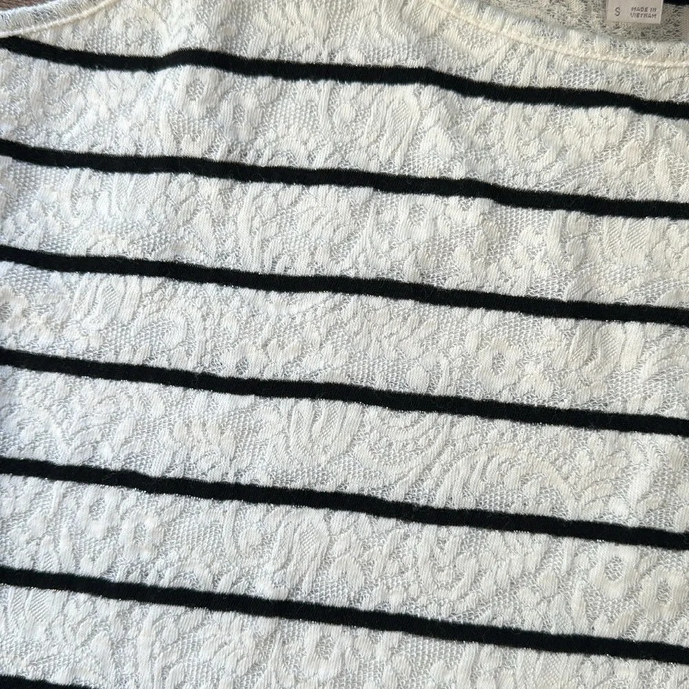 LOFT Striped Lace Tank Top Womens Size S White Black Spaghetti Strap Casual - Picture 3 of 5